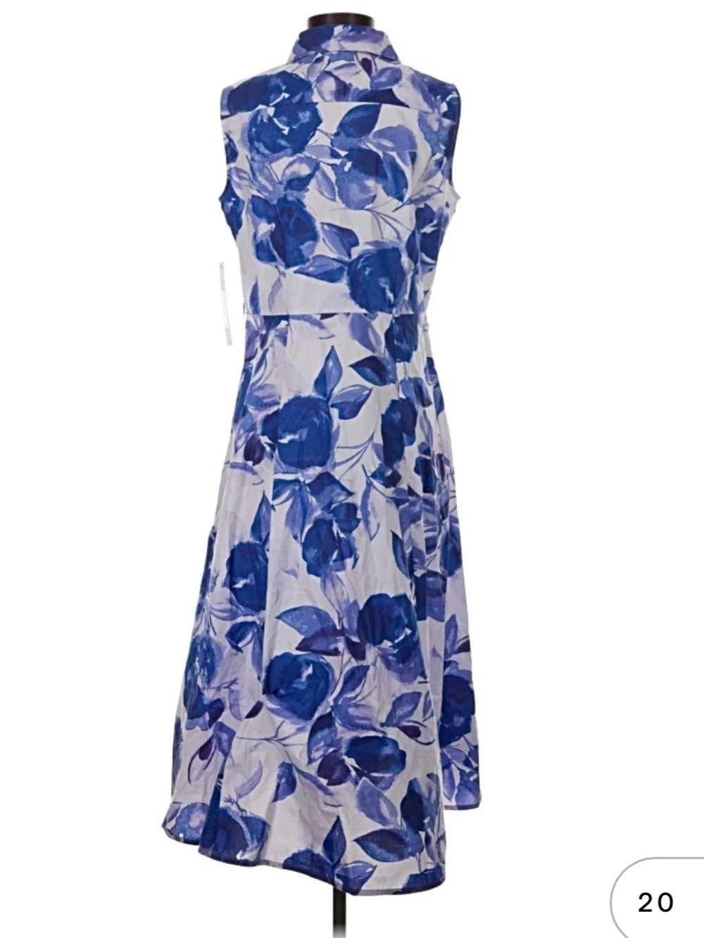 Calvin Klein White Maxi Dress with Blue Floral Print - Picture 2 of 10